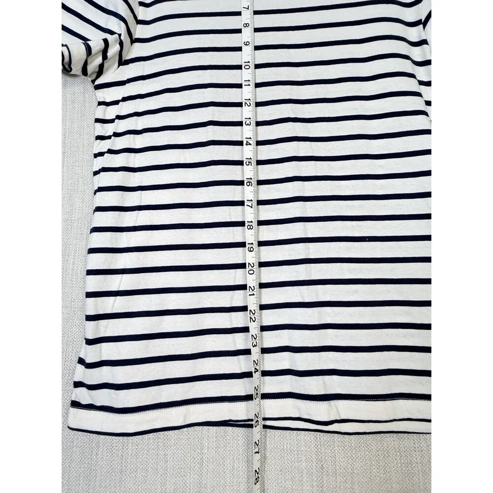 New J. Crew Girlfriend Tee Marker Stripe Short Sleeve Women's Medium Ivory Navy
